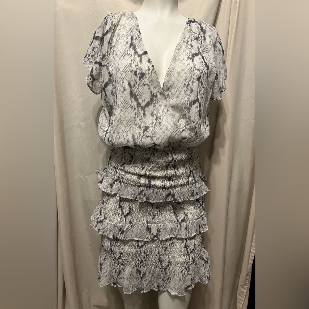She + Sky snakeskin print chiffon mini dress M